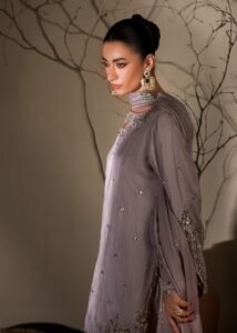Lavendar Raw Silk Short Kurta 3-Piece (2623B)
