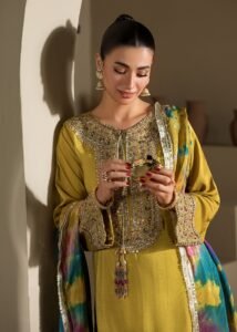 Mustard Raw Silk Short Kurta 3-Piece (2619A)
