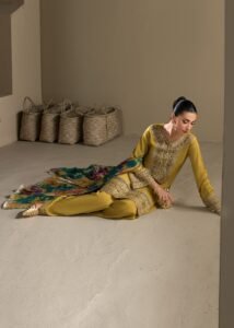 Mustard Raw Silk Short Kurta 3-Piece (2619A)