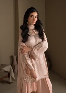 Peach Raw Silk Short Kurta 3-Piece (2623A)