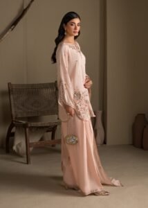 Peach Raw Silk Short Kurta 3-Piece (2623A)