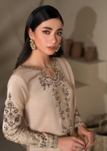 Ivory Raw Silk Short Kurta 3-Piece (2622B)