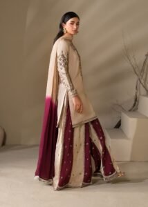 Ivory Raw Silk Short Kurta 3-Piece (2622B)