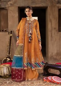 Mustard Silk Flared Pishwas 3-Piece (2577A)