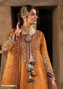 Mustard Silk Flared Pishwas 3-Piece (2577A)
