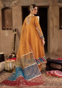 Mustard Silk Flared Pishwas 3-Piece (2577A)
