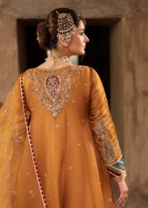 Mustard Silk Flared Pishwas 3-Piece (2577A)