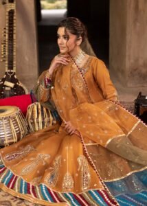 Mustard Silk Flared Pishwas 3-Piece (2577A)
