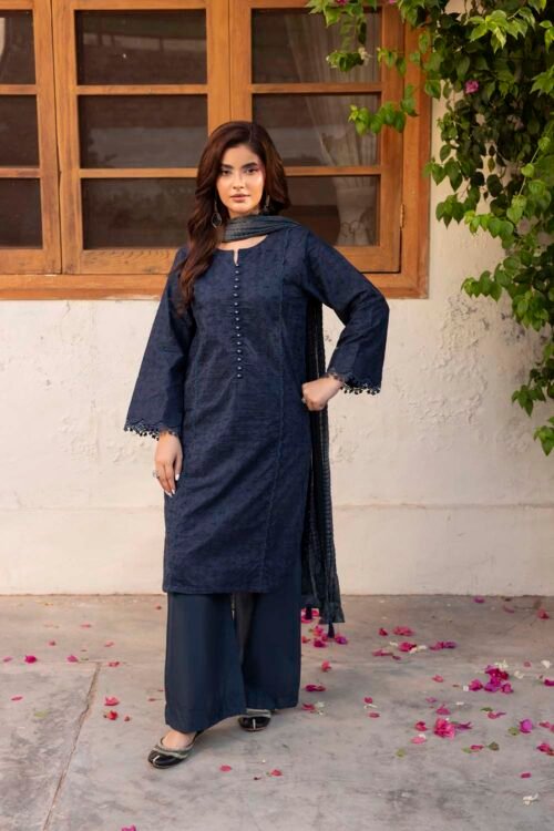 Navy Blue Summer Cotton 3-Piece (ZR-B006)