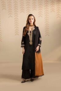 Black Raw Silk 3-Piece (ZR-2559)