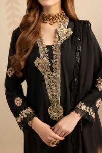 Black Raw Silk 3-Piece (ZR-2559)