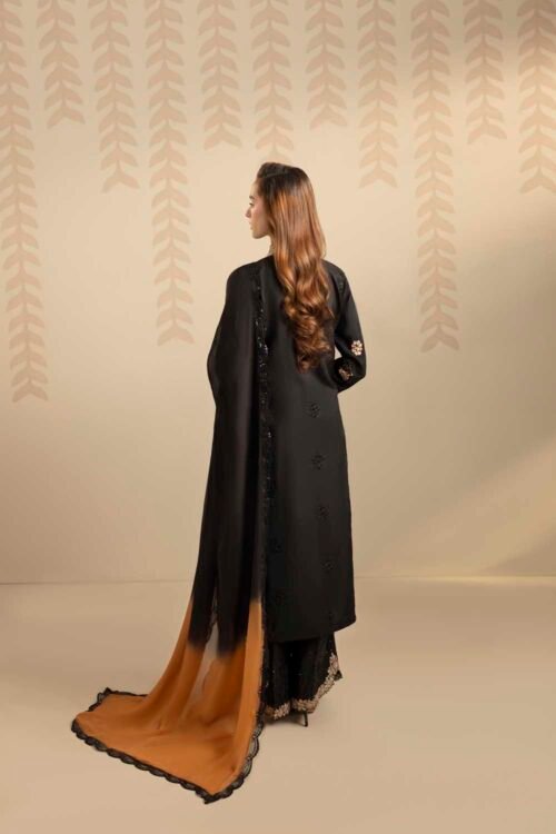 Black Raw Silk 3-Piece (ZR-2559)