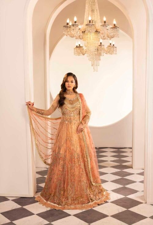 Ombre Peach Zardozi 3-Piece (ZR-2588)