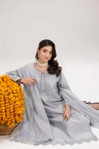 Grey Phulkaari 3-Piece (ZR-2617)