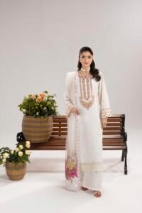 Pearl White Phulkaari 3-Piece (ZR-2622)