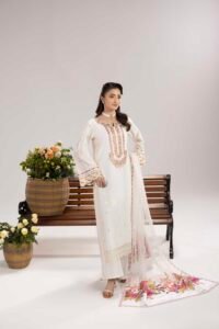 Pearl White Phulkaari 3-Piece (ZR-2622)