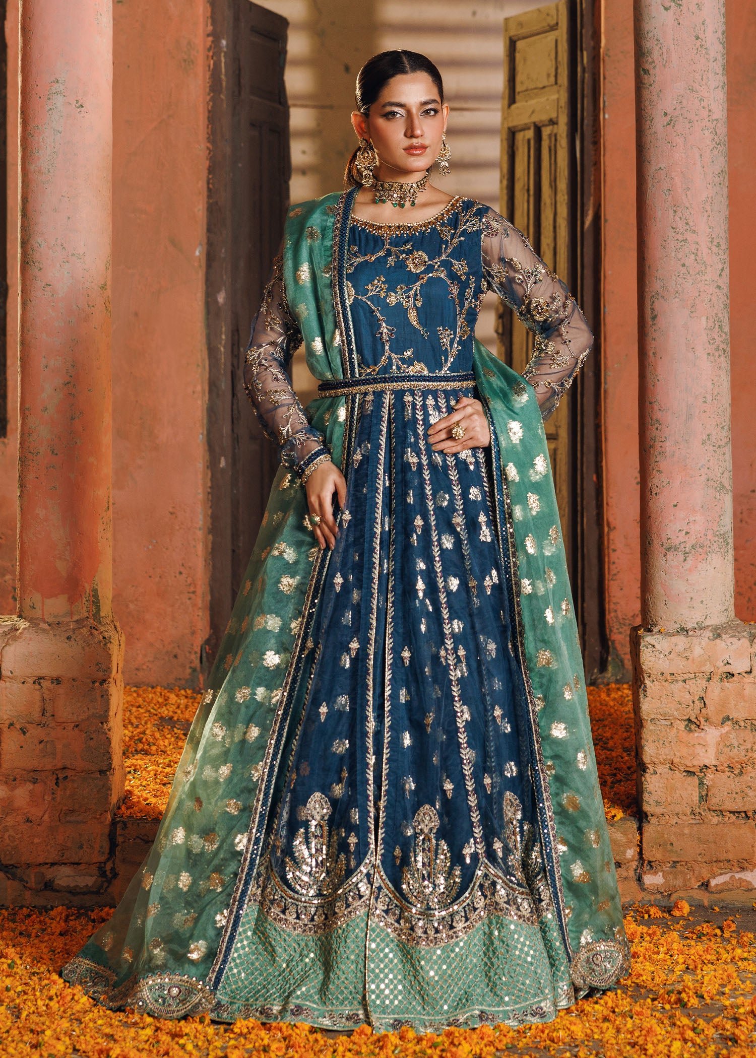 0L4A9489.jpg Teal Net A-line Maxi 3-Piece (2506A)