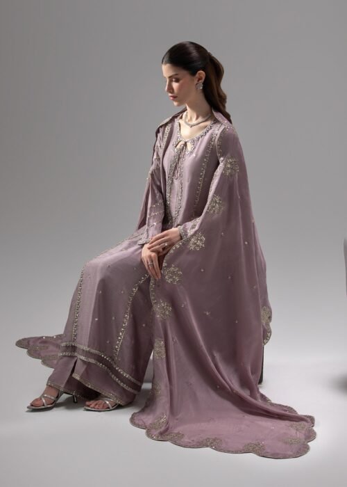 Lilac Raw Silk Long Shirt 3-Piece (2655B)