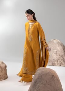 Mustard Raw Silk Long Shirt 3-Piece (2659A)