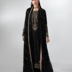 Black Raw Silk Long Shirt 3-Piece (2659B)