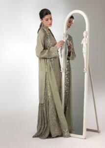 Pistachio Raw Silk Medium Length Shirt 3-Piece (2657A)