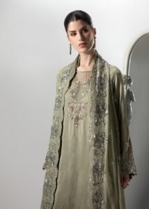 Pistachio Raw Silk Medium Length Shirt 3-Piece (2657A)