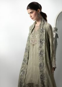 Pistachio Raw Silk Medium Length Shirt 3-Piece (2657A)