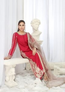 Fuchsia Raw Silk Kurti 3-Piece (2465A)