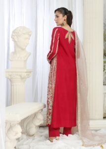 Fuchsia Raw Silk Kurti 3-Piece (2465A)