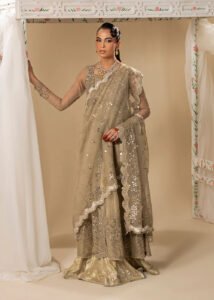 Gold Organza Flared Maxi 3-Piece (2575B) - Image 8