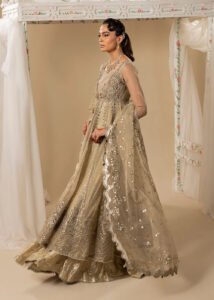 Gold Organza Flared Maxi 3-Piece (2575B) - Image 9