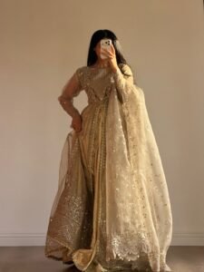 Gold Organza Flared Maxi 3-Piece (2575B) - Image 14