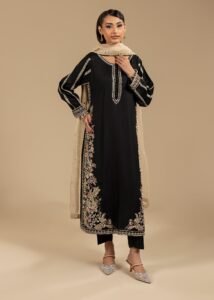 Black Raw Silk 3-Piece (2465G)