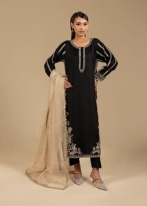 Black Raw Silk 3-Piece (2465G)