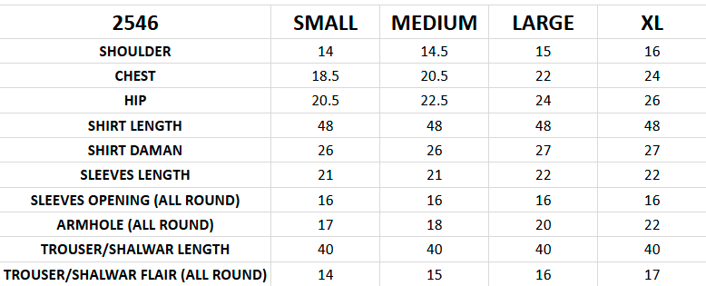 Size chart