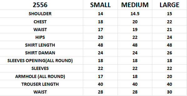 Size chart