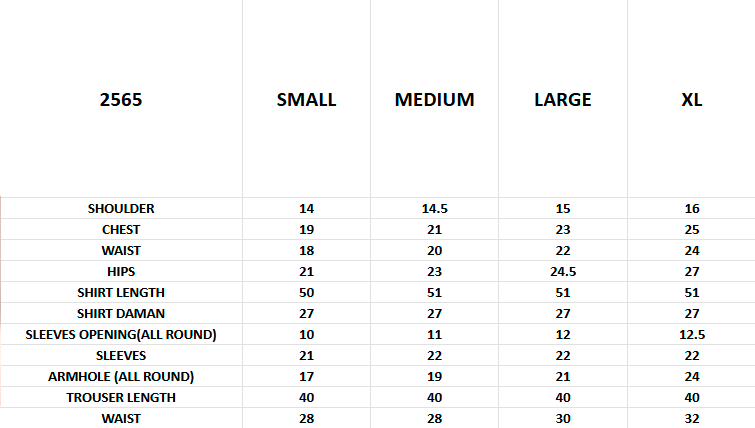 Size chart