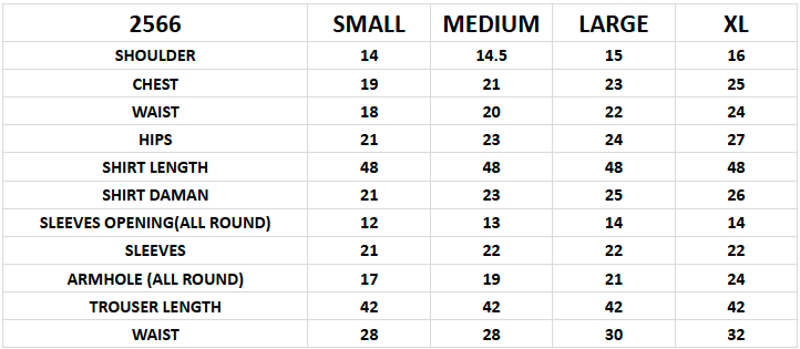 Size chart