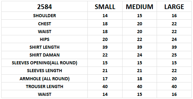 Size chart