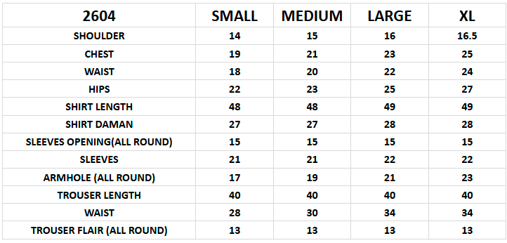 Size chart