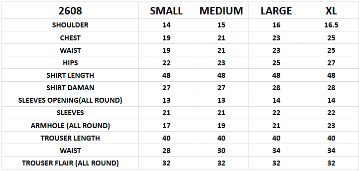 Size chart