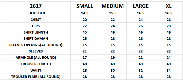 Size chart