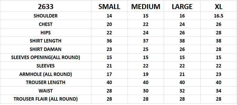 Size chart