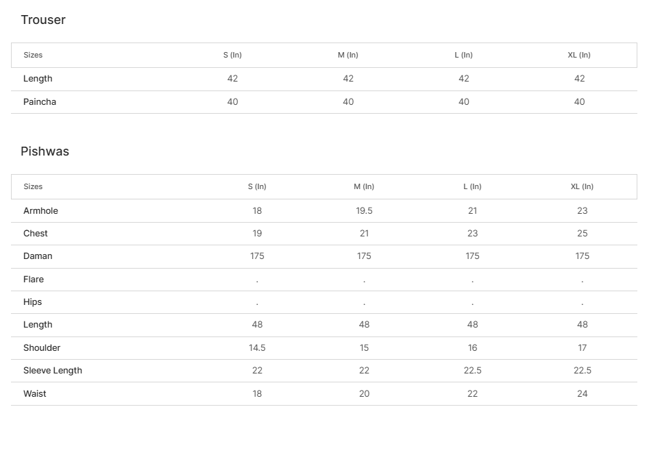 Size chart